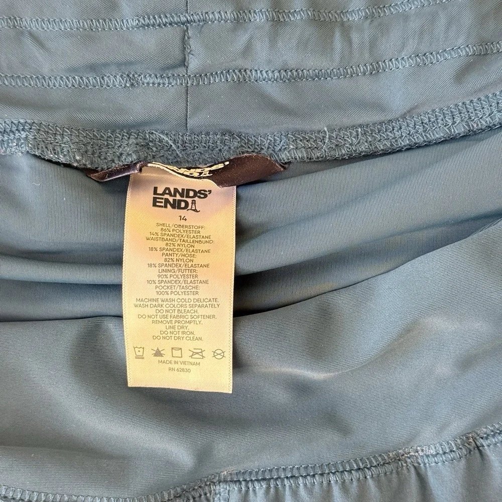 Lands‎ End Womens Active Shorts Teal Blue Athletic Running Gym Pockets Size 14